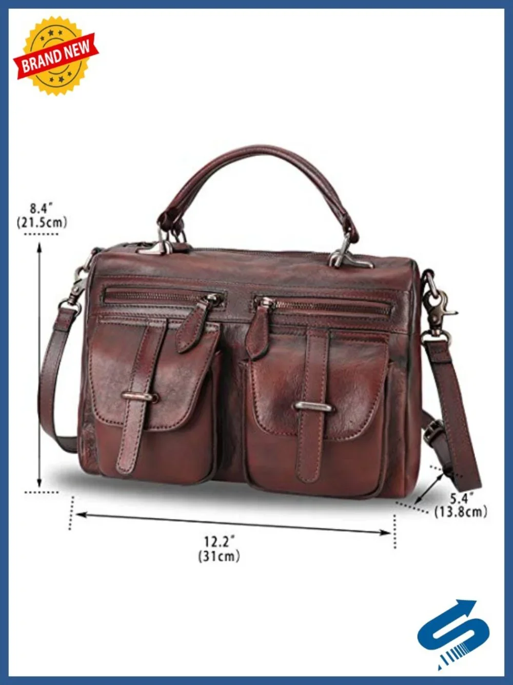 Genuine Leather Vintage Handmade Top Handle Satchel with Shoulder Strap